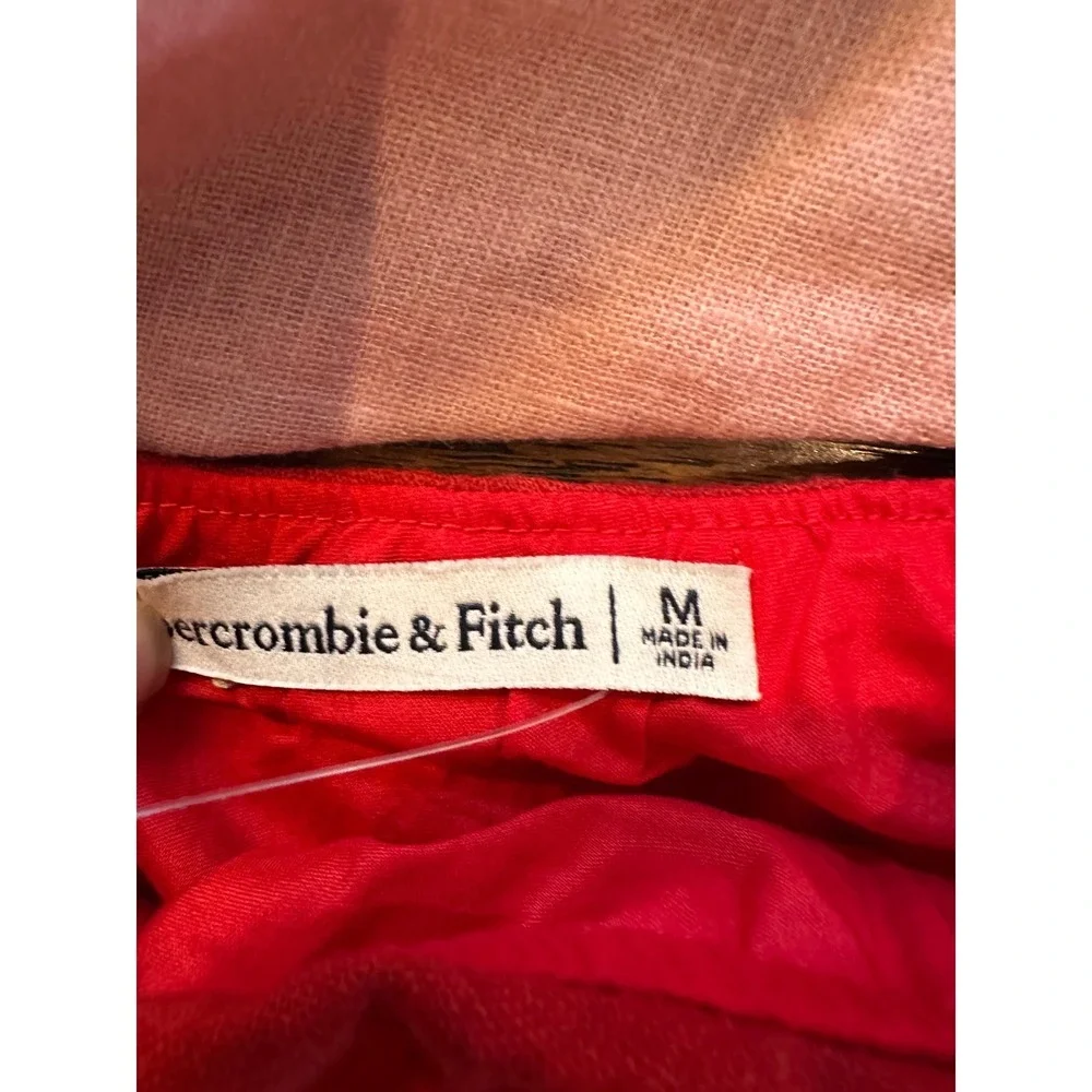 Abercrombie & Fitch Red Pink Floral Cutout Linen Blend Maxi Dress Womens Medium